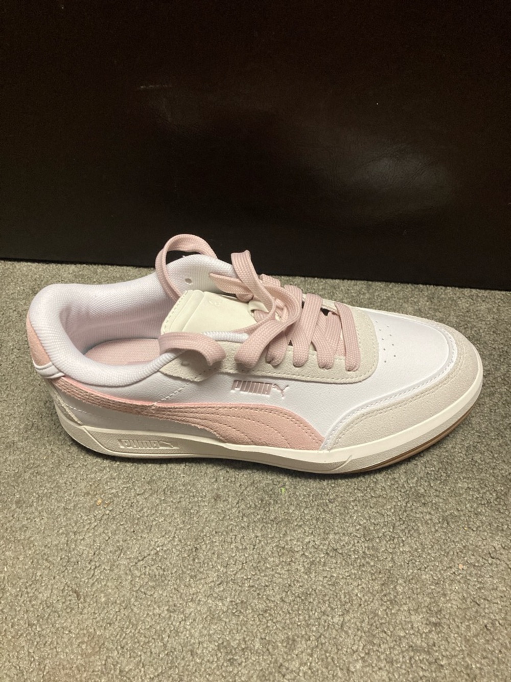 Puma White and Light Pink Casual Low-Top Sneaker